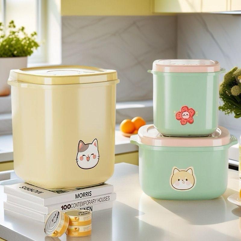 食品级按压式宠物储粮桶 防潮密封大容量猫狗粮收纳桶