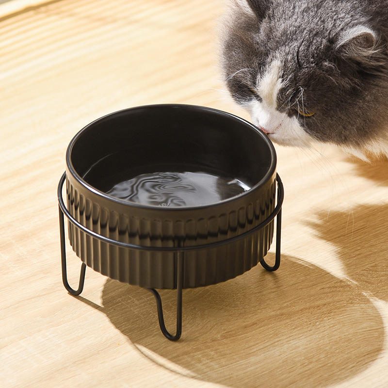 防打翻猫咪陶瓷碗 宠物水粮盆 猫专用碗