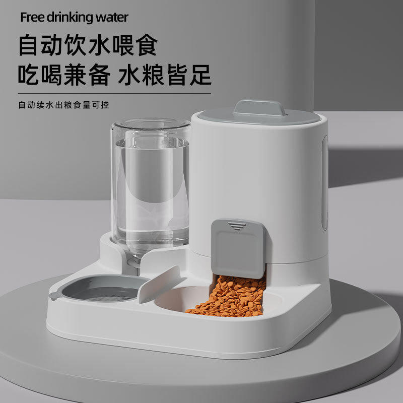 宠物水粮一体饮水喂食器 大容量不插电猫咪食具