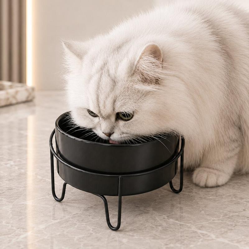 高脚护颈陶瓷猫碗 防打翻大口径宠物水粮盆狗碗