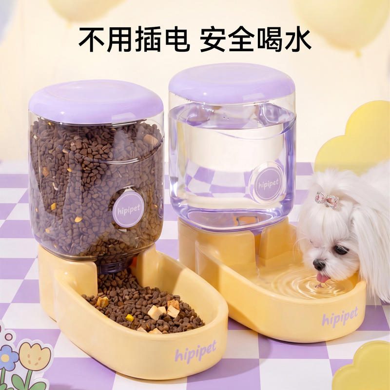 猫狗通用大容量自动喂食器 重力饮水器宠物水碗