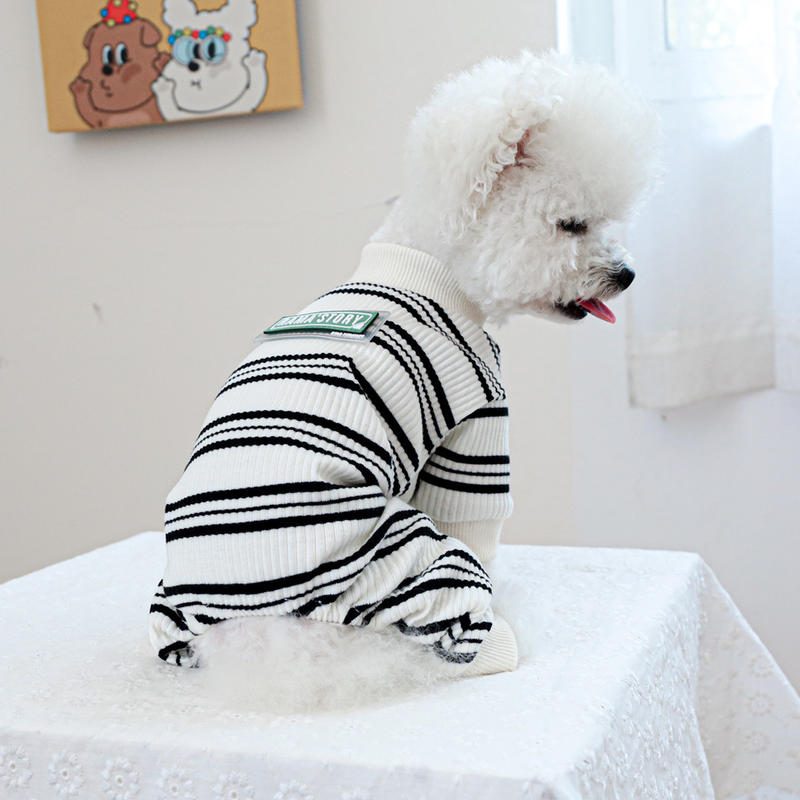 PETCIRCLE 宠物连体居家服 狗猫黑白条纹衣服