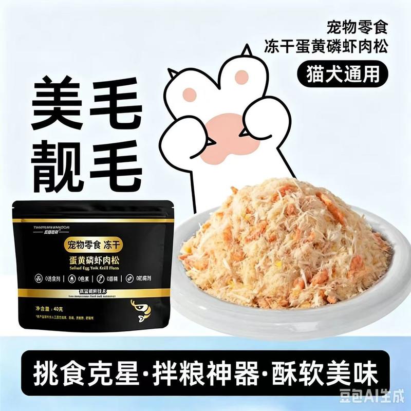 冻干磷虾蛋黄肉松 40g 宠物猫狗零食 猫粮